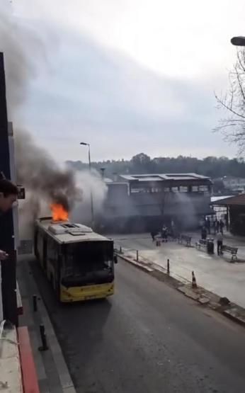 Beykozda İETT otobüsünde yangın