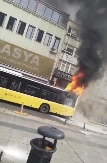Beykozda İETT otobüsünde yangın