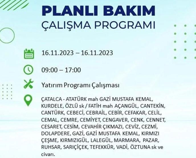 İstanbulda elektrikler ne zaman gelecek 16 Kasım İstanbul elektrik kesinti listesi