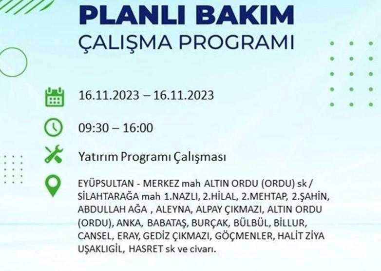 İstanbulda elektrikler ne zaman gelecek 16 Kasım İstanbul elektrik kesinti listesi