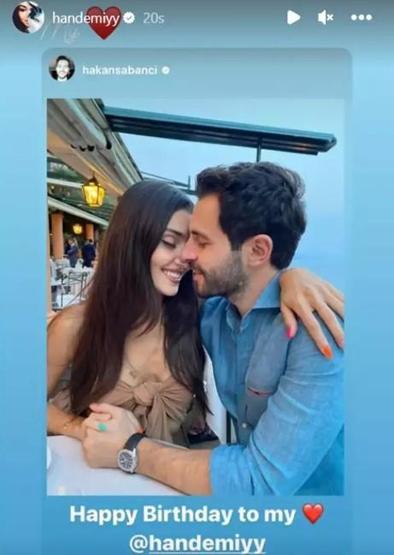 Hakan Sabancıdan Hande Erçele romantik kutlama