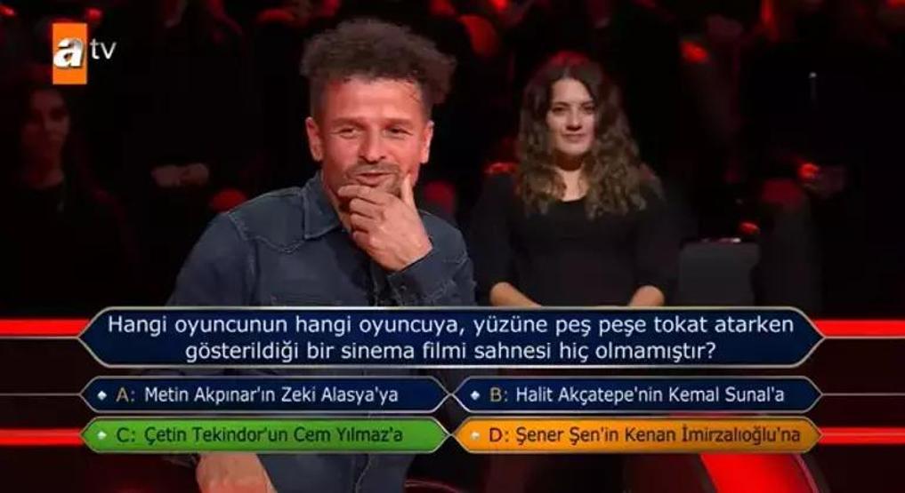 Kim Milyoner Olmak İstere damga vuran soru Şıklar arasında Kenan İmirzalıoğlu da vardı