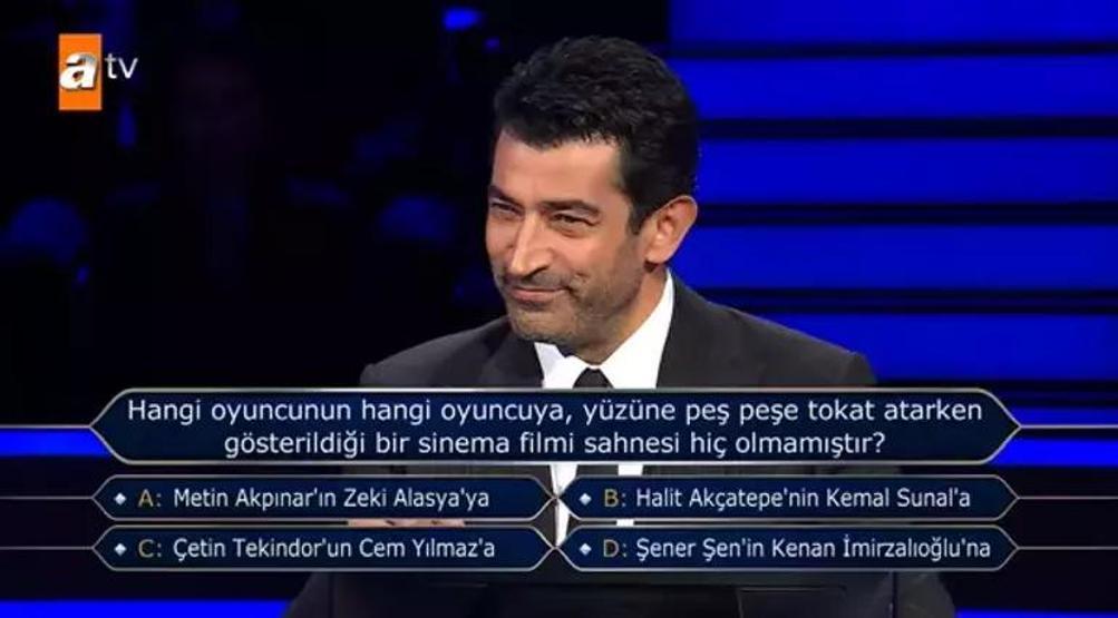 Kim Milyoner Olmak İstere damga vuran soru Şıklar arasında Kenan İmirzalıoğlu da vardı