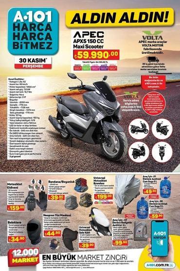 A101 aktüel ürünler kataloğu 30 Kasım 2023 Bu hafta A101de Maxi Scooter fiyatı ne kadar