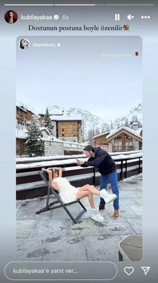 Aşk mı yaşıyorlar Dilan Çiçek Deniz ve Kubilay Aka Fransada tatilde Soğuğa aldırmadı, pozlarıyla dikkat çekti