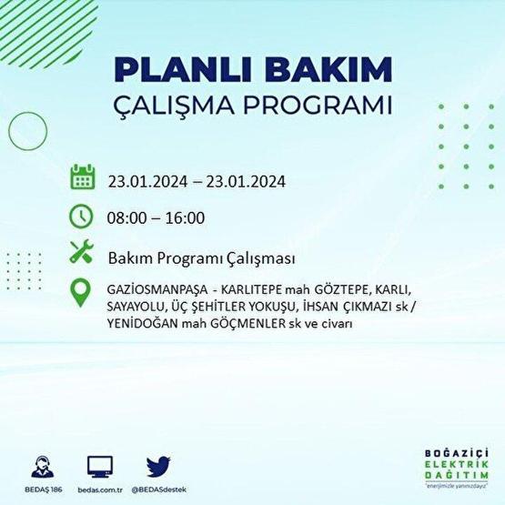 İstanbullular dikkat Saatler sürecek kesinti duyuruldu... 23 Ocak 2024 BEDAŞ ve AYEDAŞ planlı kesintiler