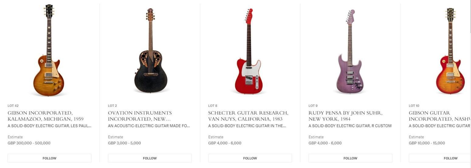 Mark Knopflerın gitar koleksiyonu açık artırmada