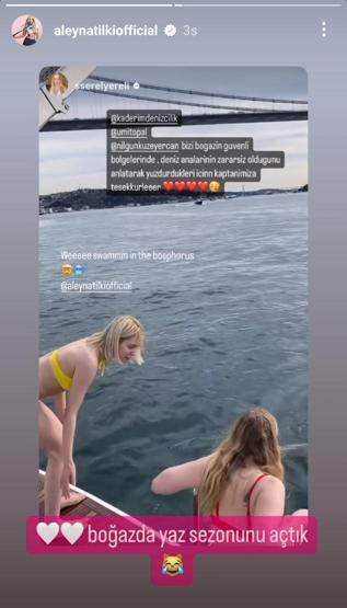 Aleyna Tilki ile Serel Yereli, İstanbul Boğazının serin sularına atladı Gören bir daha baktı