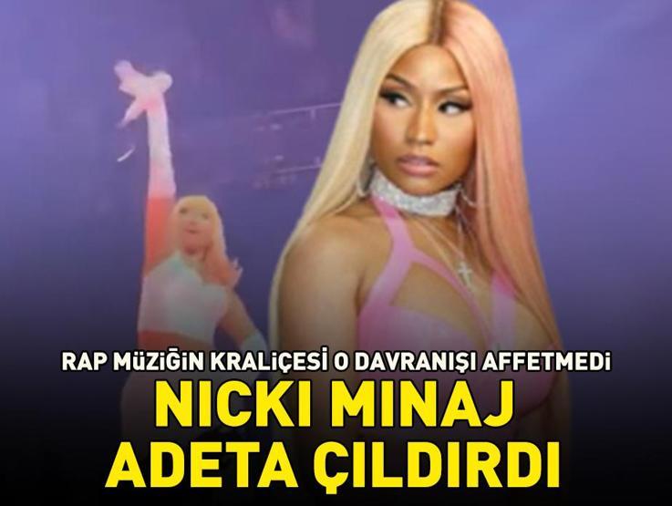 Rap müziğin kraliçesi Nicki Minaj adeta çıldırdı Ünlü şarkıcı sahneye atılan cismi geri fırlattı