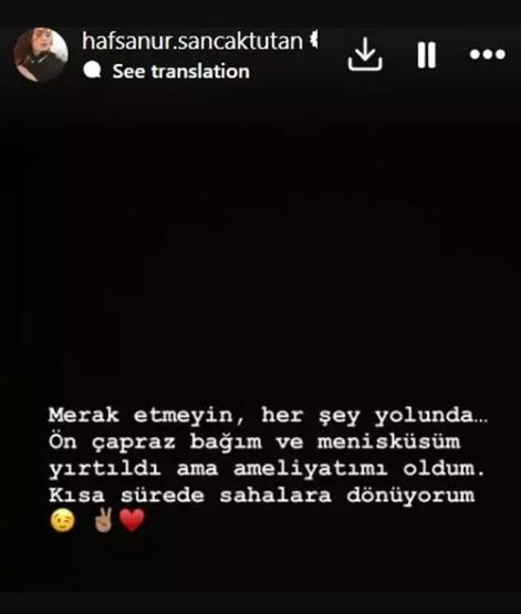 Hafsanur Sancaktutandan ameliyat sonrası açıklama geldi