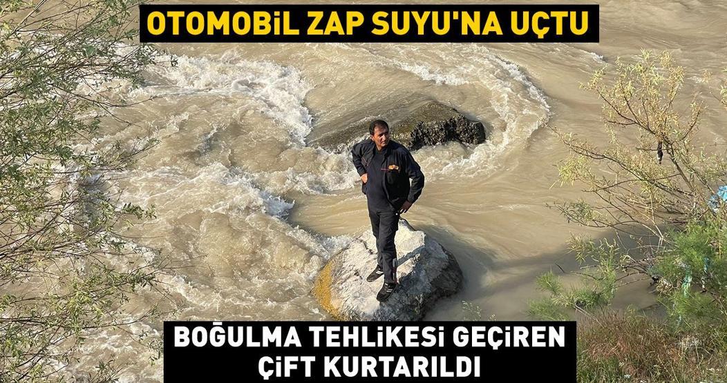 Otomobil, Zap Suyuna uçtu Boğulma tehlikesi geçiren çift kurtarıldı