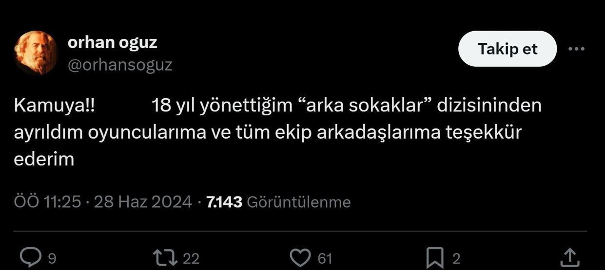 18 yıldır dizideydi Arka Sokakların sezon finali öncesi ayrılığı duyurdu 19. sezonda olmayacak
