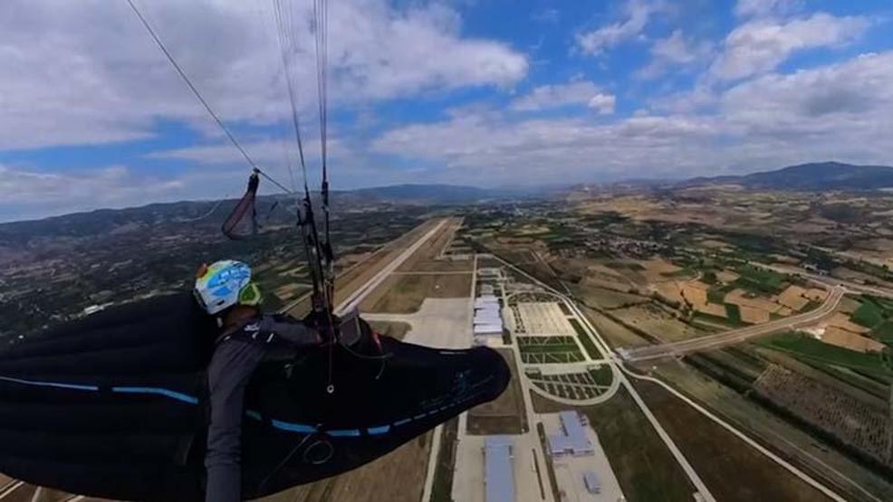 Paraşütü ile uçtuğu Tokatı kuş bakışı kaydetti