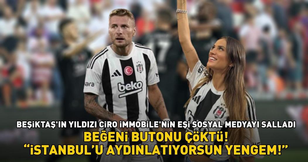 Beşiktaşın yıldızı Ciro Immobilenin eşinden çarpıcı poz İstanbulu aydınlatıyorsun yengem