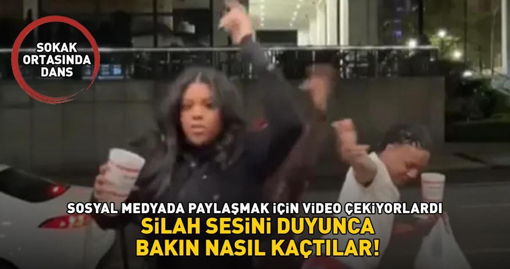 SOKAK ORTASINDA DANS Sosyal medyada paylaşmak için video çekiyorlardı Silah seslerini duyunca bakın nasıl kaçtılar