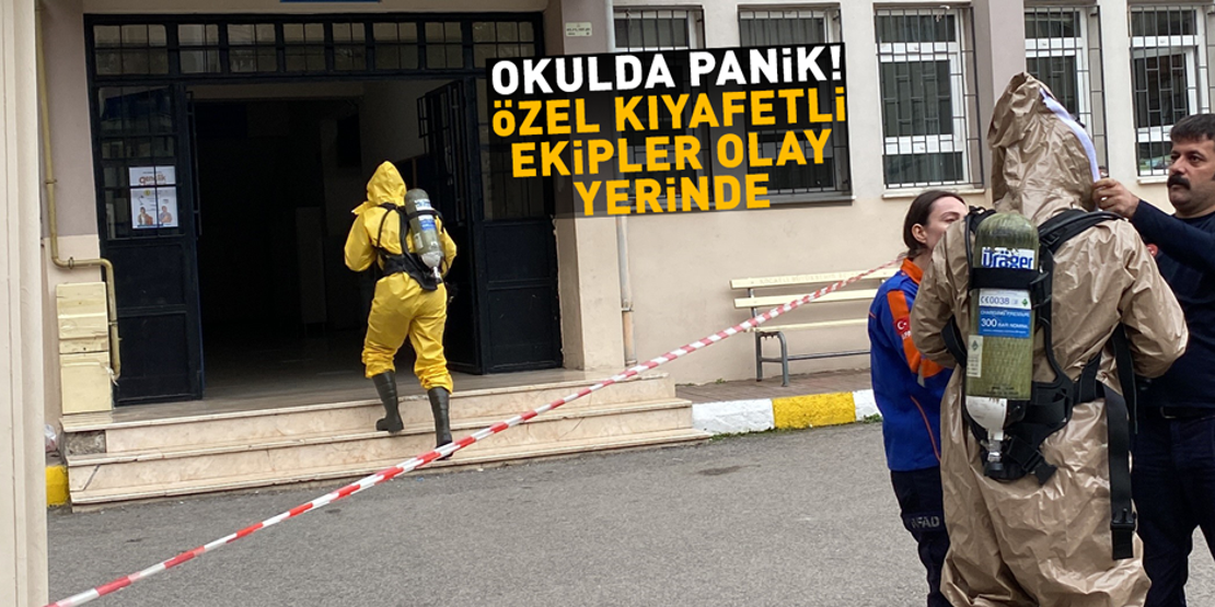 Okulda panik Özel kıyafetli ekipler olay yerinde 3 kişi hastanelik oldu...