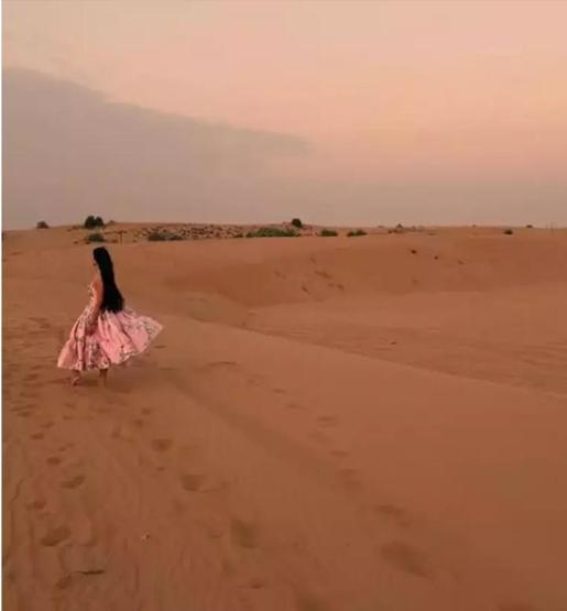 Demet Özdemir bu kez çölden fotoğraflar paylaştı Pembe elbisesi dikkat çekti