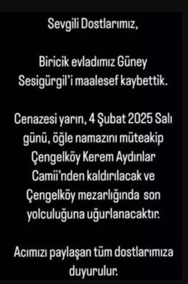 Ünlü yönetmen Ahmet Sesigürgilin evlat acısı Sosyal medya hesabından duyurdu