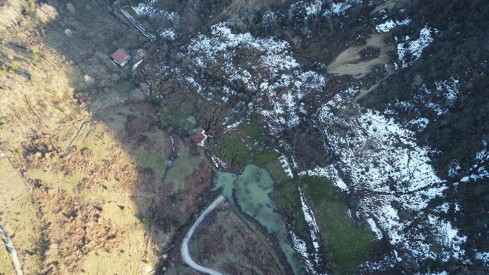Sinopta devasa gölet oluştu: Heyelan bölgesi böyle görüntülendi
