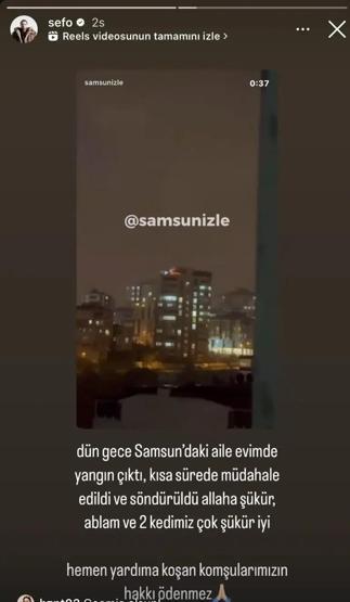 RAPÇİ SEFONUN AİLE EVİNDE YANGIN Resmen küle döndü