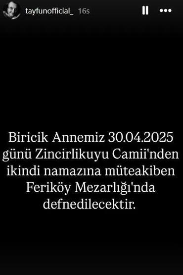 ACI HABERLE YIKILMIŞTI Şarkıcı Tayfun Duygulu annesini gözyaşları içerisinde son yolculuğuna uğurladı
