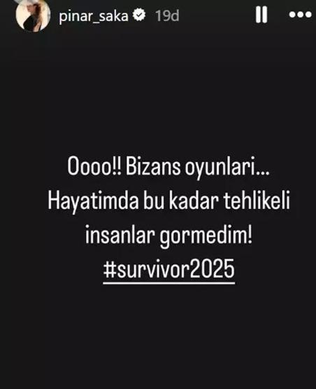 Poyrazın Survivordan elenmesinin ardından bomba paylaşım Pınar Saka kendini tutamadı: HAYATIMDA BU KADAR TEHLİKELİ İNSANLAR GÖRMEDİM