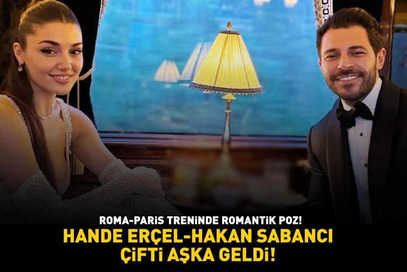 HANDE ERÇEL - HAKAN SABANCI ÇİFTİ AŞKA GELDİ Roma-Paris treninde romantik poz
