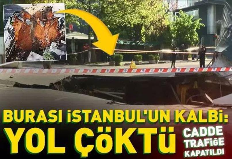Gaziosmanpaşada yol çöktü İki bina tahliye edildi
