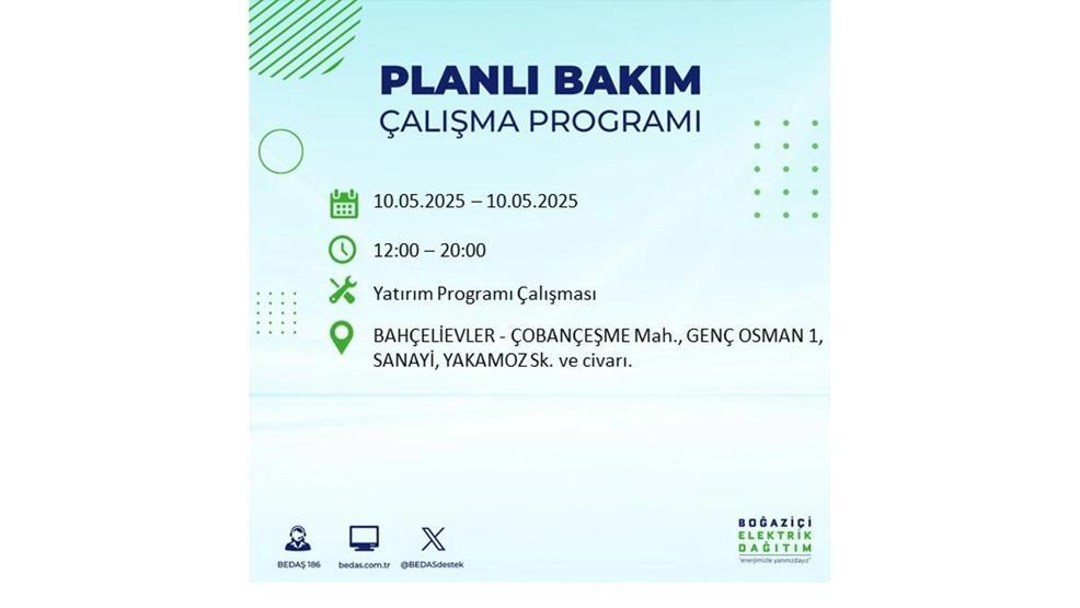 10 MAYIS İSTANBUL ELEKTRİK KESİNTİSİ: İstanbulda Elektrikler Ne Zaman Gelecek BEDAŞ AYEDAŞ 10 Mayıs Elektrik Kesintisi Açıklaması