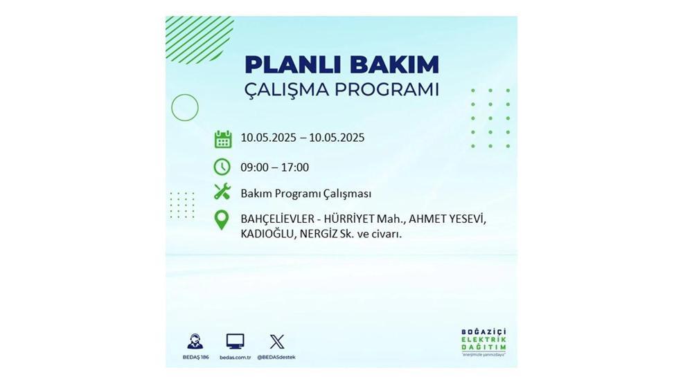10 MAYIS İSTANBUL ELEKTRİK KESİNTİSİ: İstanbulda Elektrikler Ne Zaman Gelecek BEDAŞ AYEDAŞ 10 Mayıs Elektrik Kesintisi Açıklaması