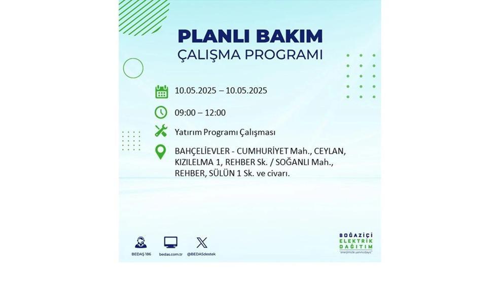 10 MAYIS İSTANBUL ELEKTRİK KESİNTİSİ: İstanbulda Elektrikler Ne Zaman Gelecek BEDAŞ AYEDAŞ 10 Mayıs Elektrik Kesintisi Açıklaması