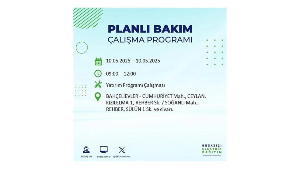 10 MAYIS İSTANBUL ELEKTRİK KESİNTİSİ: İstanbulda Elektrikler Ne Zaman Gelecek BEDAŞ AYEDAŞ 10 Mayıs Elektrik Kesintisi Açıklaması