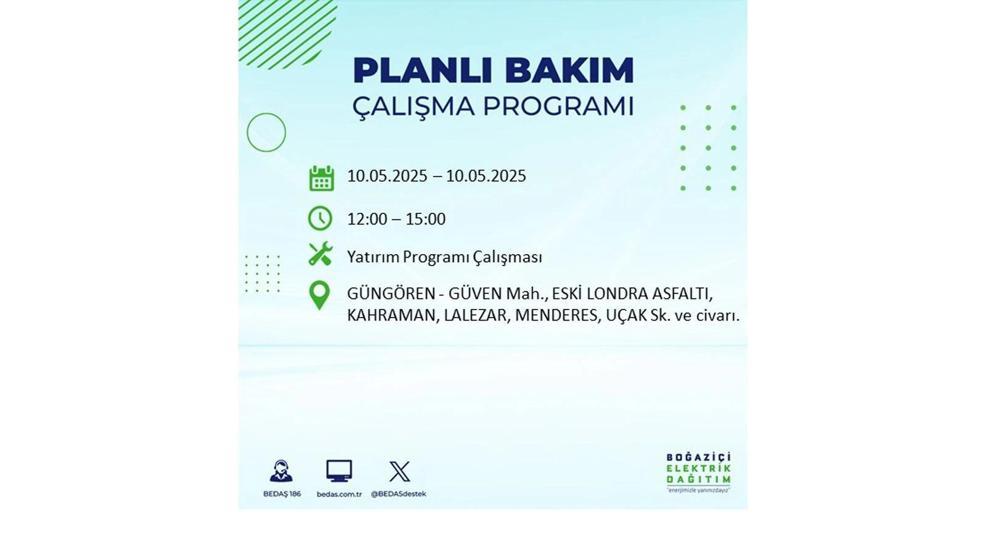10 MAYIS İSTANBUL ELEKTRİK KESİNTİSİ: İstanbulda Elektrikler Ne Zaman Gelecek BEDAŞ AYEDAŞ 10 Mayıs Elektrik Kesintisi Açıklaması