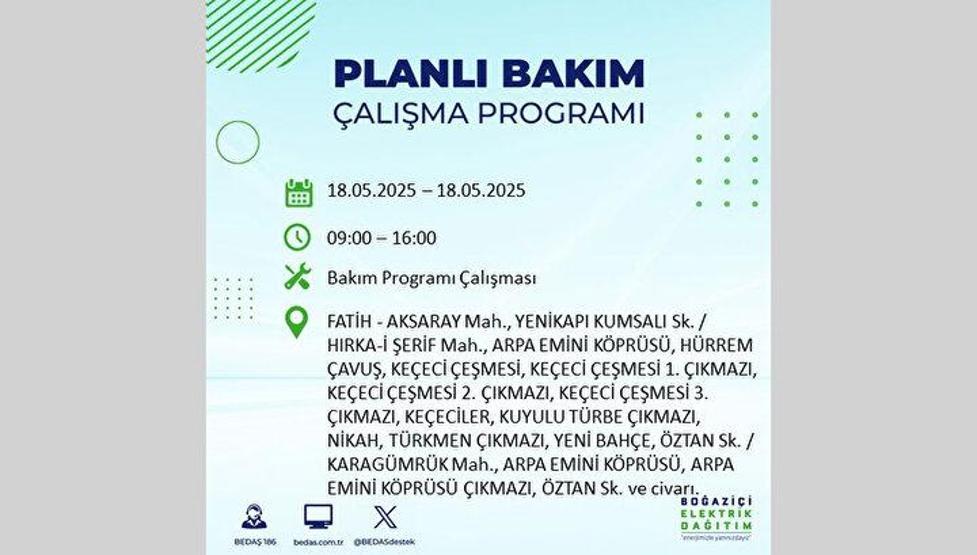 9 İLÇEDE ELEKTRİKLER YOK İSTANBUL ELEKTRİK KESİNTİSİ: 18 Mayıs İstanbulda Elektrikler Ne Zaman Gelecek BEDAŞ - AYEDAŞ Elektrik Kesintisi Sorgulama