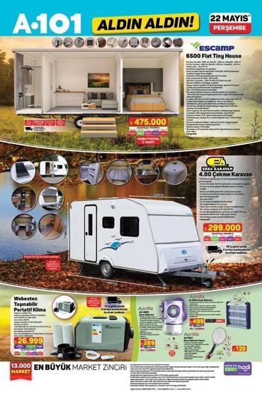22 MAYIS A101 AKTÜEL ÜRÜNLER KATALOĞU: A101de Bu Perşembe Tiny House ve Karavan Fırsatı