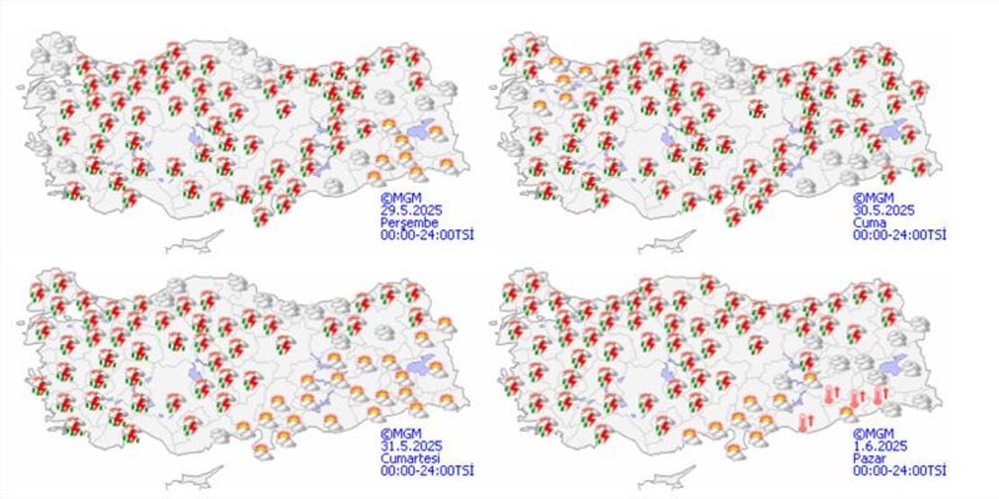 Dikkat Meteoroloji alarm verdi: Kuvvetli Yağış, Fırtına ve Toz Taşınımı...
