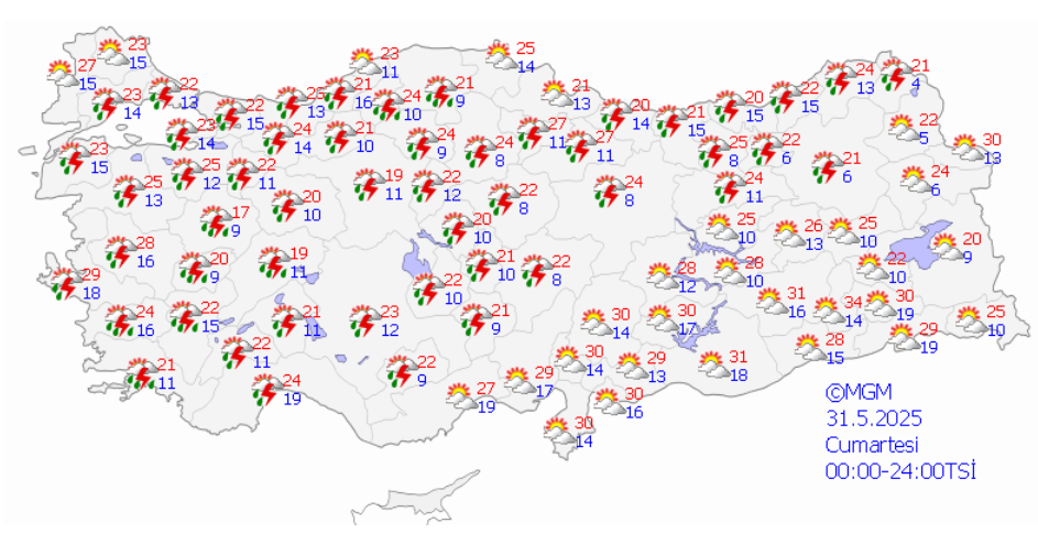 HAVA DURUMU | Meteorolojiden 14 il için sarı uyarı: Gök gürültülü sağanak yolda