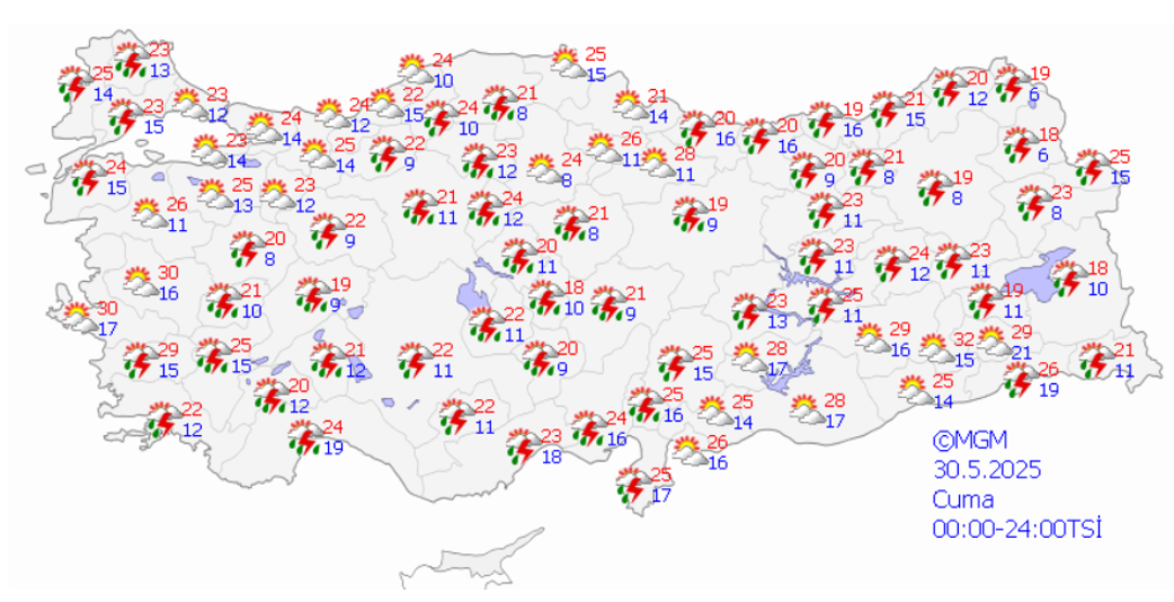 HAVA DURUMU | Meteorolojiden 14 il için sarı uyarı: Gök gürültülü sağanak yolda