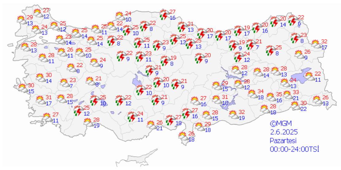 HAVA DURUMU | Meteorolojiden 14 il için sarı uyarı: Gök gürültülü sağanak yolda