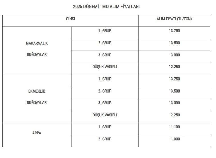 TMO BUĞDAY FİYATLARI 2025: Hububat ve Buğday Alım Fiyatları Ne Kadar Oldu Bu Yıl Arpa ve Buğday Ton Fiyatı Ne Kadar Oldu