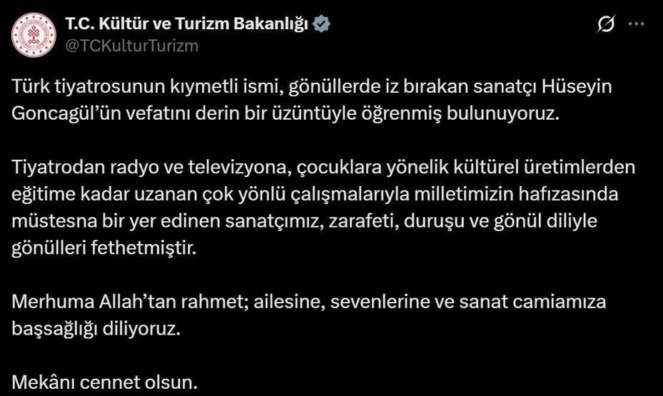 SON DAKİKA | Usta tiyatro sanatçısı Hüseyin Goncagül hayatını kaybetti