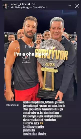 Survivor 2025 Şampiyonu Ademden İlk Paylaşım Geldi Çok Yoruldum, Çok Yıprandım