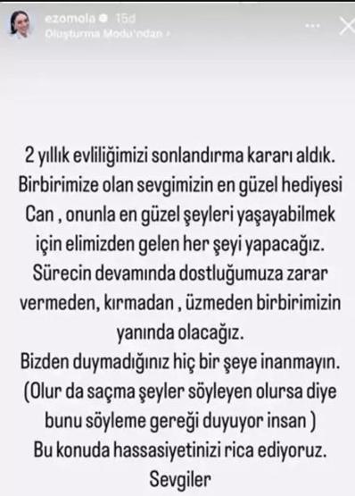 Ezgi Mola ve Mustafa Aksakallı Boşanma Kararını Açıkladı: 3 Gün Önceki Düğün Paylaşımı Dikkat Çekti
