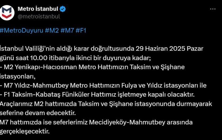 TAKSİM KAPALI MI İstiklal Caddesi Kapalı Mı 29 Haziran Pazar Taksim ve İstiklal Caddesi Neden Kapalı, Ne Zaman Açılacak