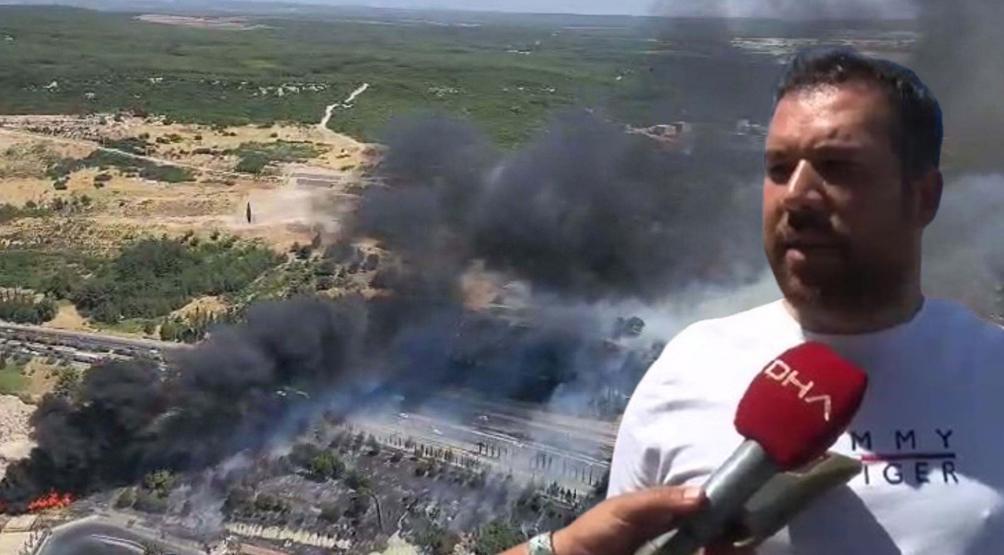 İzmir Gaziemirde iki ayrı yangın birleşmiş: Mahşer yeri gibiydi