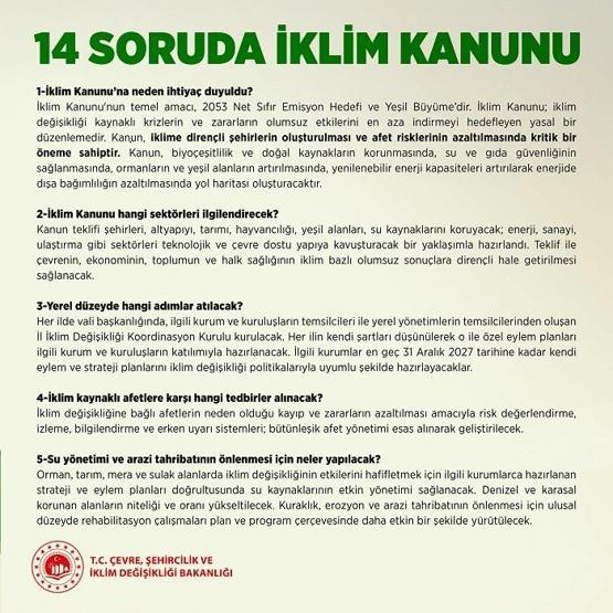 İKLİM KANUNU MADDELERİ: İklim değişikliği kanunu teklifi nedir İklim yasası TBMMde kabul edildi
