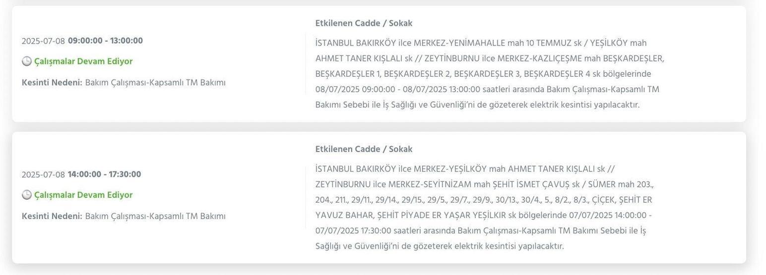 ZEYTİNBURNU ELEKTRİK KESİNTİSİ: İstanbul Zeytinburnu Elektrik Kesintisi Ne Zaman Bitecek Elektrikler Ne Zaman Gelecek BEDAŞ 8 Temmuz Elektrik Kesintisi Açıklaması