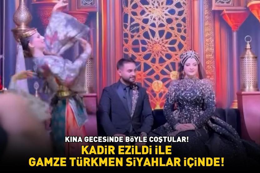 Kadir Ezildi ve Gamze Türkmen siyahlar içinde KINA GECESİNDE BÖYLE COŞTULAR