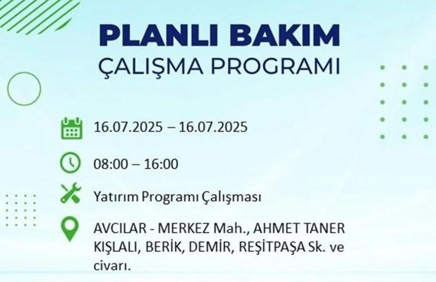 İSTANBUL’DA ELEKTRİKLER NE ZAMAN GELECEK İstanbul’da 21 İlçede Elektrik Kesintisi 16 Temmuz 2025