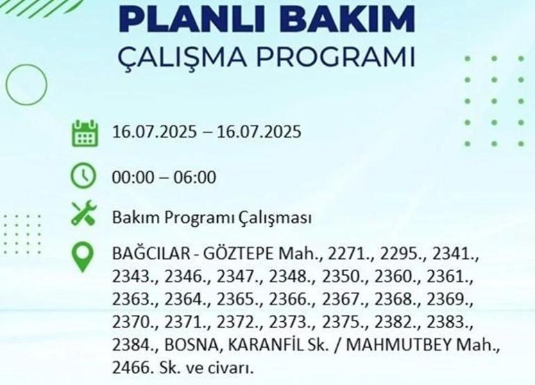İSTANBUL’DA ELEKTRİKLER NE ZAMAN GELECEK İstanbul’da 21 İlçede Elektrik Kesintisi 16 Temmuz 2025